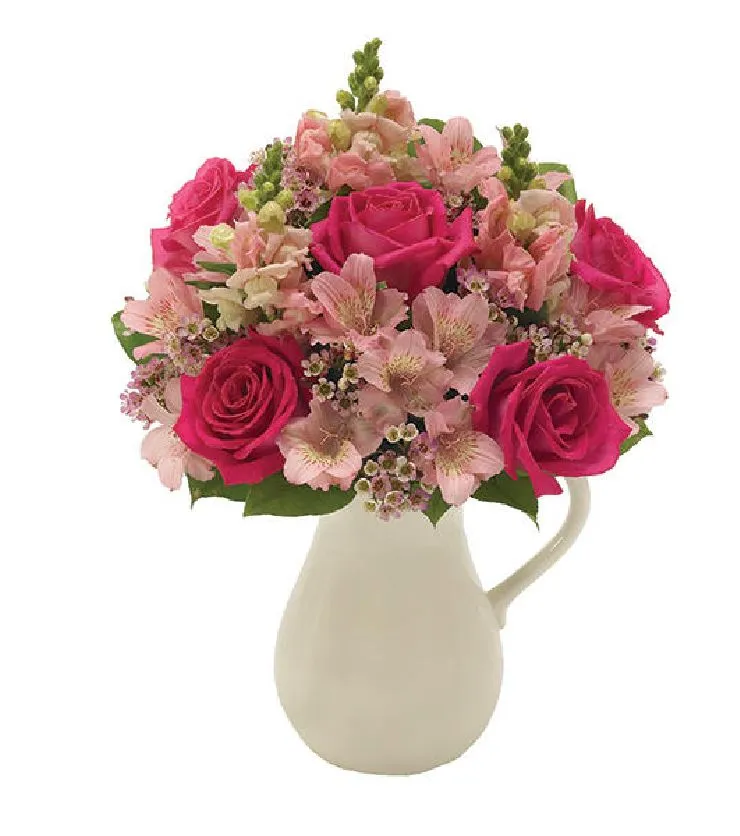 Pink Petals Bouquet in a Pitcher